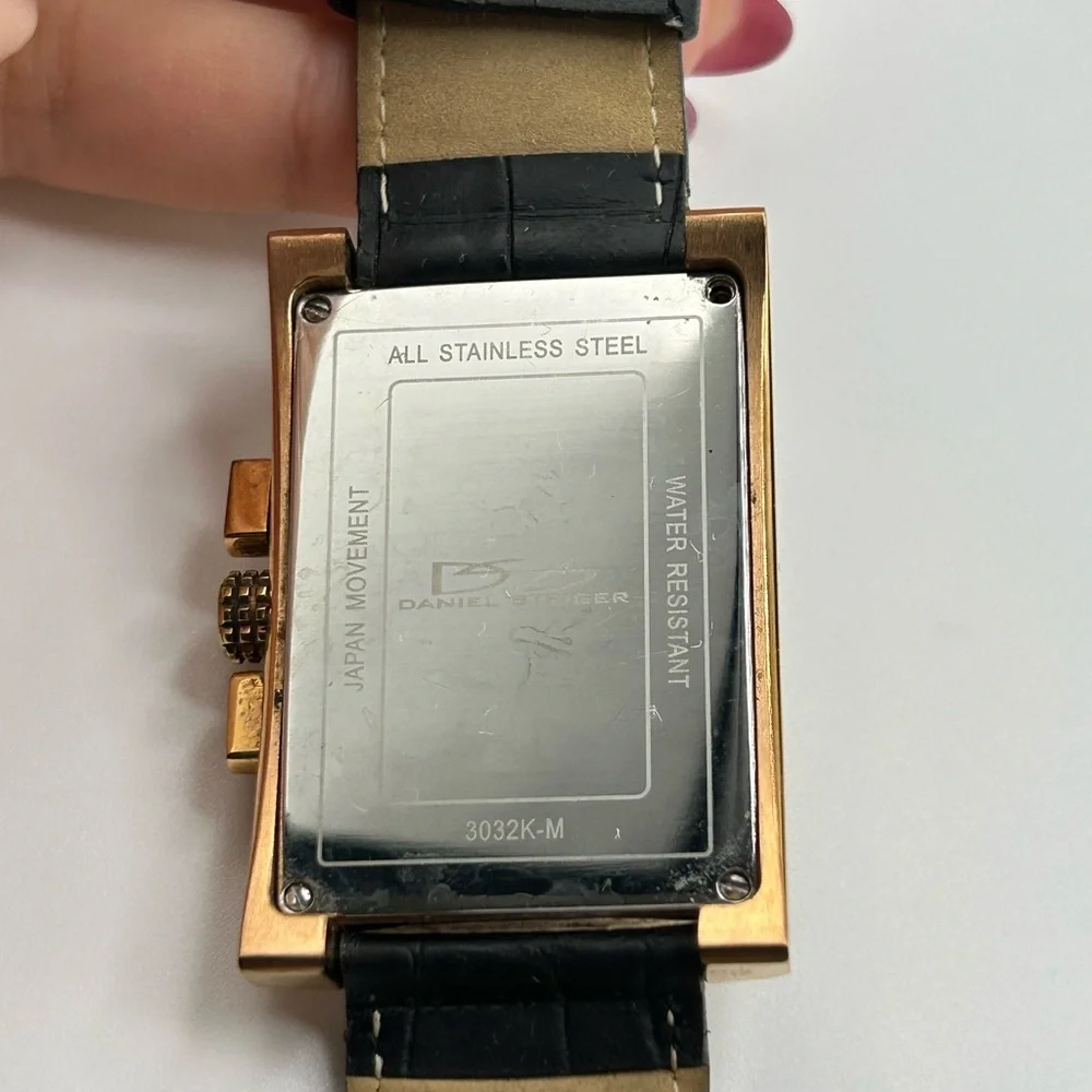 Daniel Steiger Valiant Rose Gold Men's Watch Black Leather Square #507
